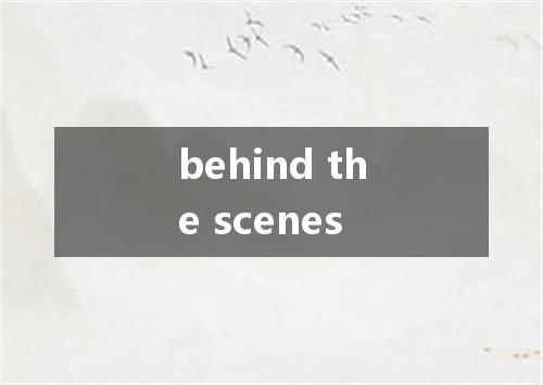 behind the scenes是什么意思