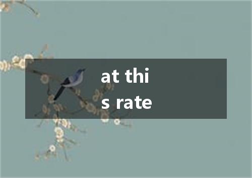 at this rate是什么意思
