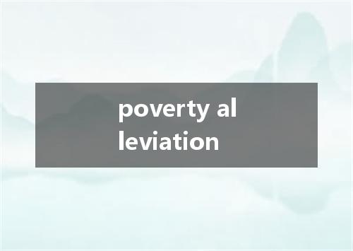 poverty alleviation是什么意思