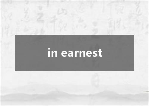 in earnest是什么意思