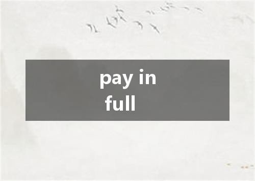 pay in full是什么意思
