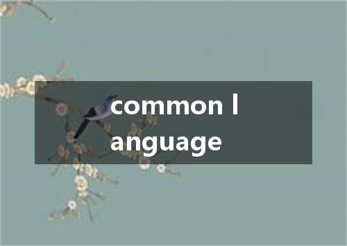 common language是什么意思