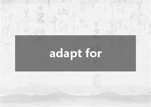 adapt for是什么意思
