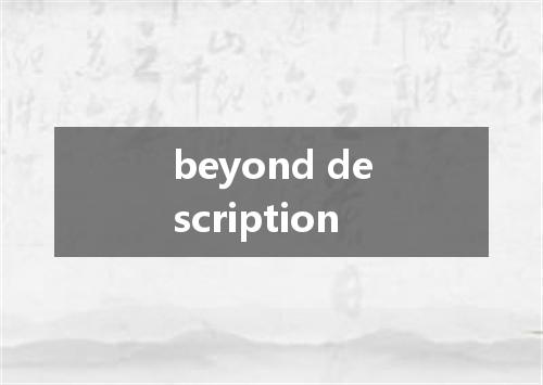 beyond description是什么意思