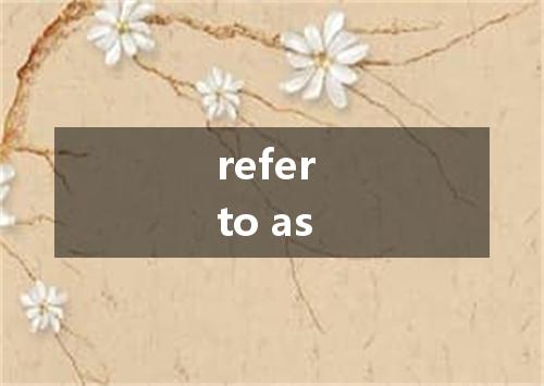 refer to as是什么意思