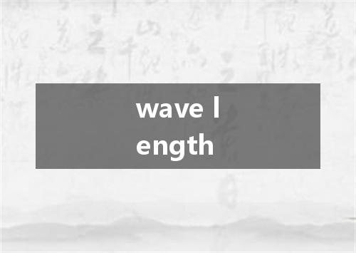 wave length是什么意思