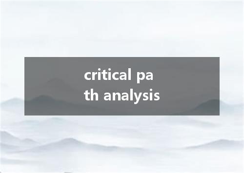 critical path analysis是什么意思