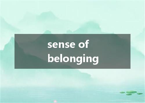 sense of belonging是什么意思