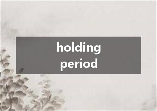 holding period是什么意思