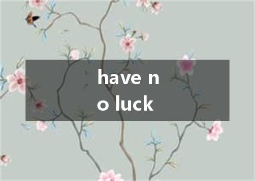 have no luck是什么意思