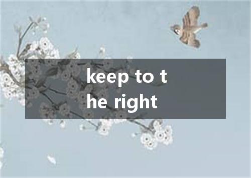 keep to the right是什么意思