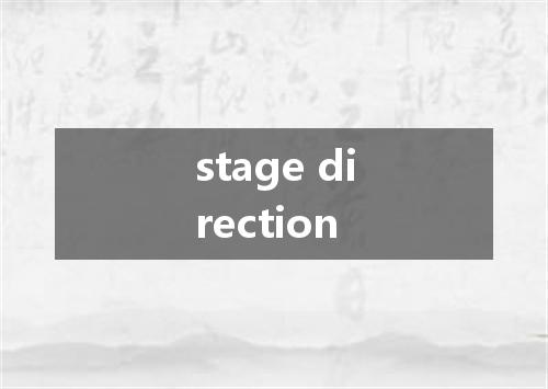 stage direction是什么意思