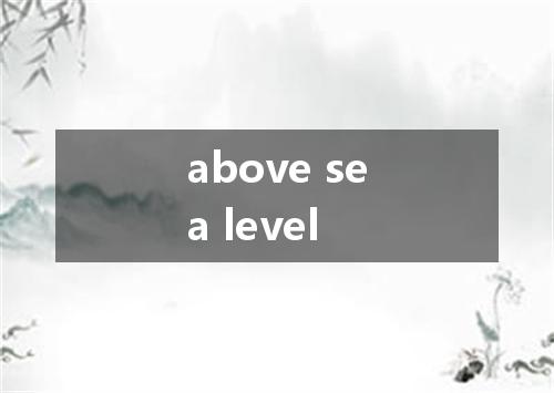 above sea level是什么意思
