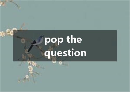 pop the question是什么意思