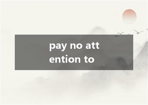 pay no attention to是什么意思