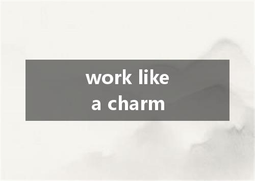work like a charm是什么意思
