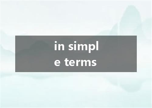in simple terms是什么意思