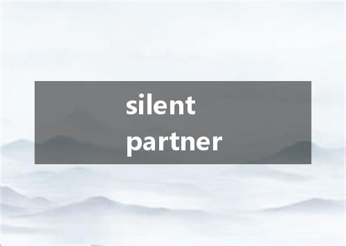 silent partner是什么意思