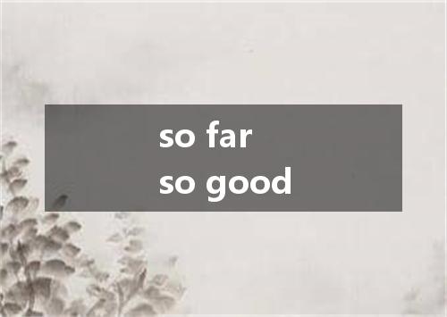 so far so good是什么意思