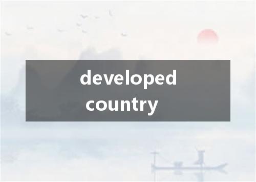 developed country是什么意思