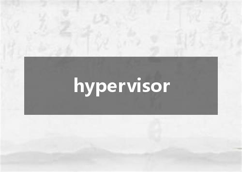hypervisor是什么意思