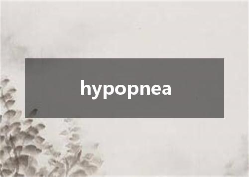 hypopnea是什么意思