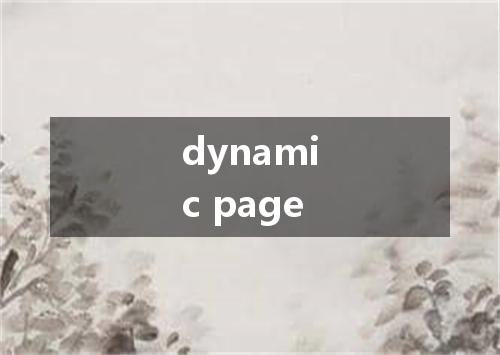 dynamic page是什么意思