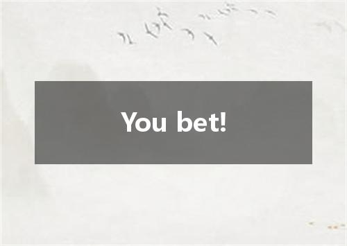 You bet!是什么意思