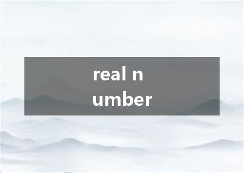 real number是什么意思