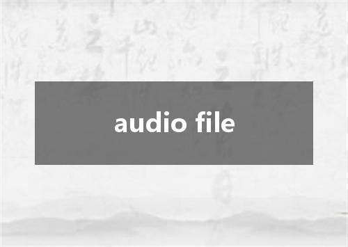 audio file是什么意思
