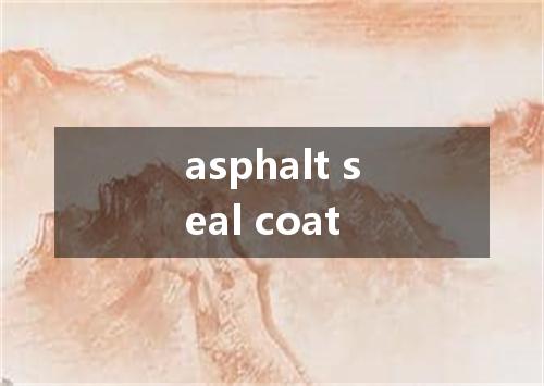 asphalt seal coat是什么意思