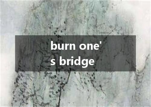 burn one's bridge是什么意思