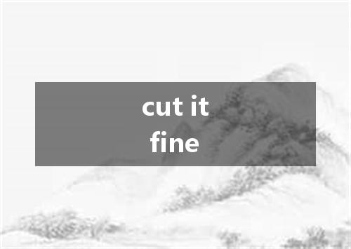 cut it fine是什么意思