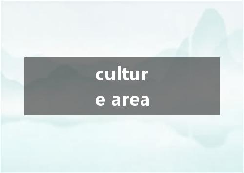 culture area是什么意思