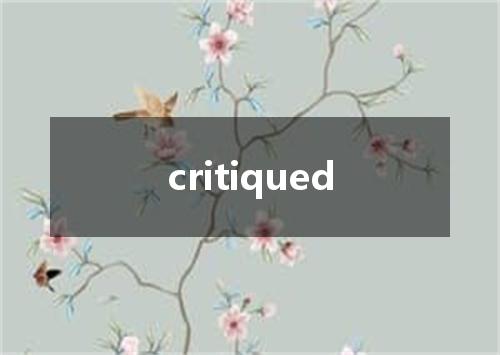 critiqued是什么意思