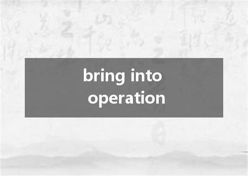 bring into operation是什么意思