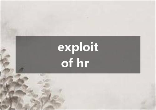 exploit of hr是什么意思