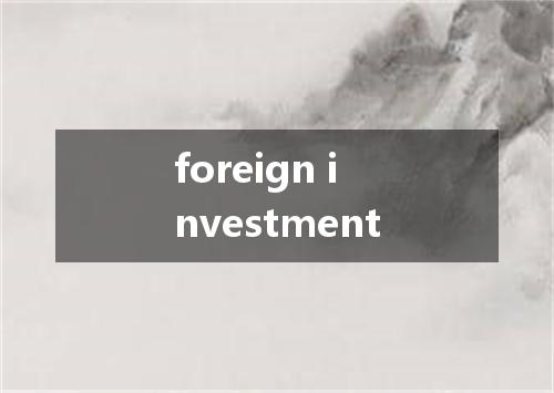 foreign investment是什么意思