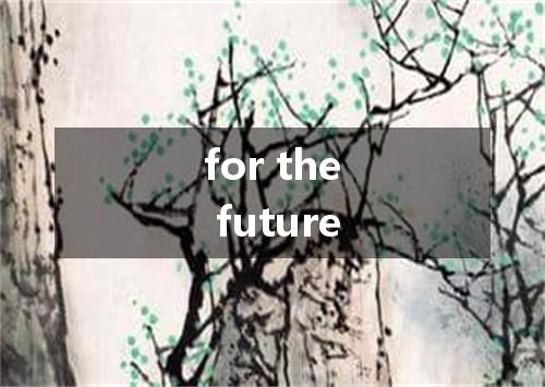 for the future是什么意思