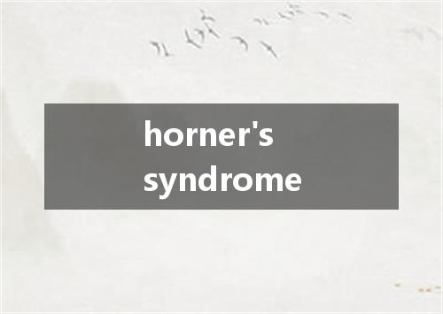 horner's syndrome是什么意思