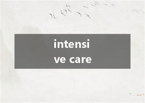 intensive care是什么意思