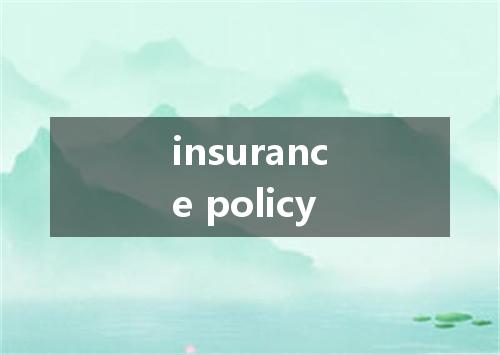 insurance policy是什么意思