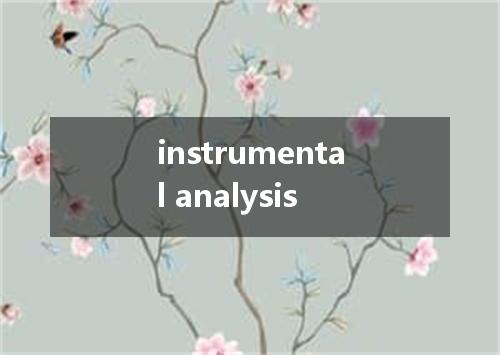 instrumental analysis是什么意思