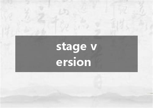 stage version是什么意思