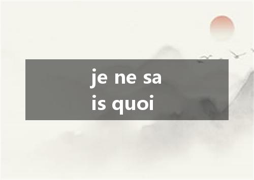 je ne sais quoi是什么意思