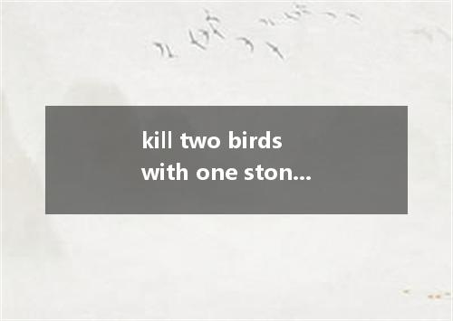 kill two birds with one stone是什么意思