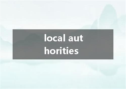 local authorities是什么意思