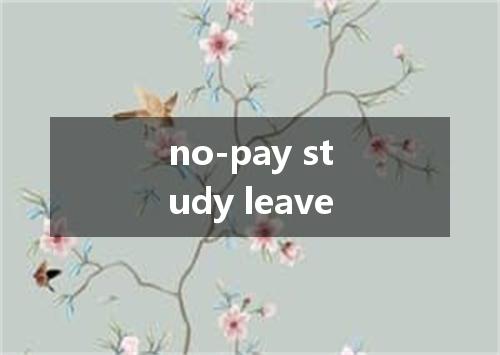 no-pay study leave是什么意思