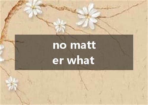 no matter what是什么意思