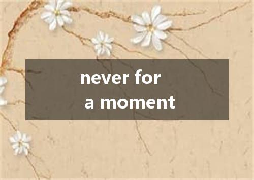 never for a moment是什么意思